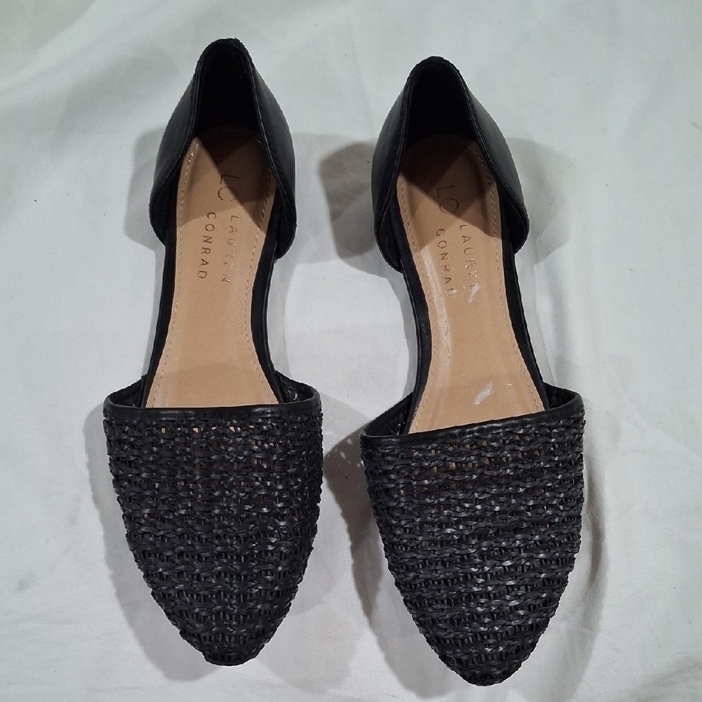 LC Lauren Conrad Women's Black Textured Loafers Size 6